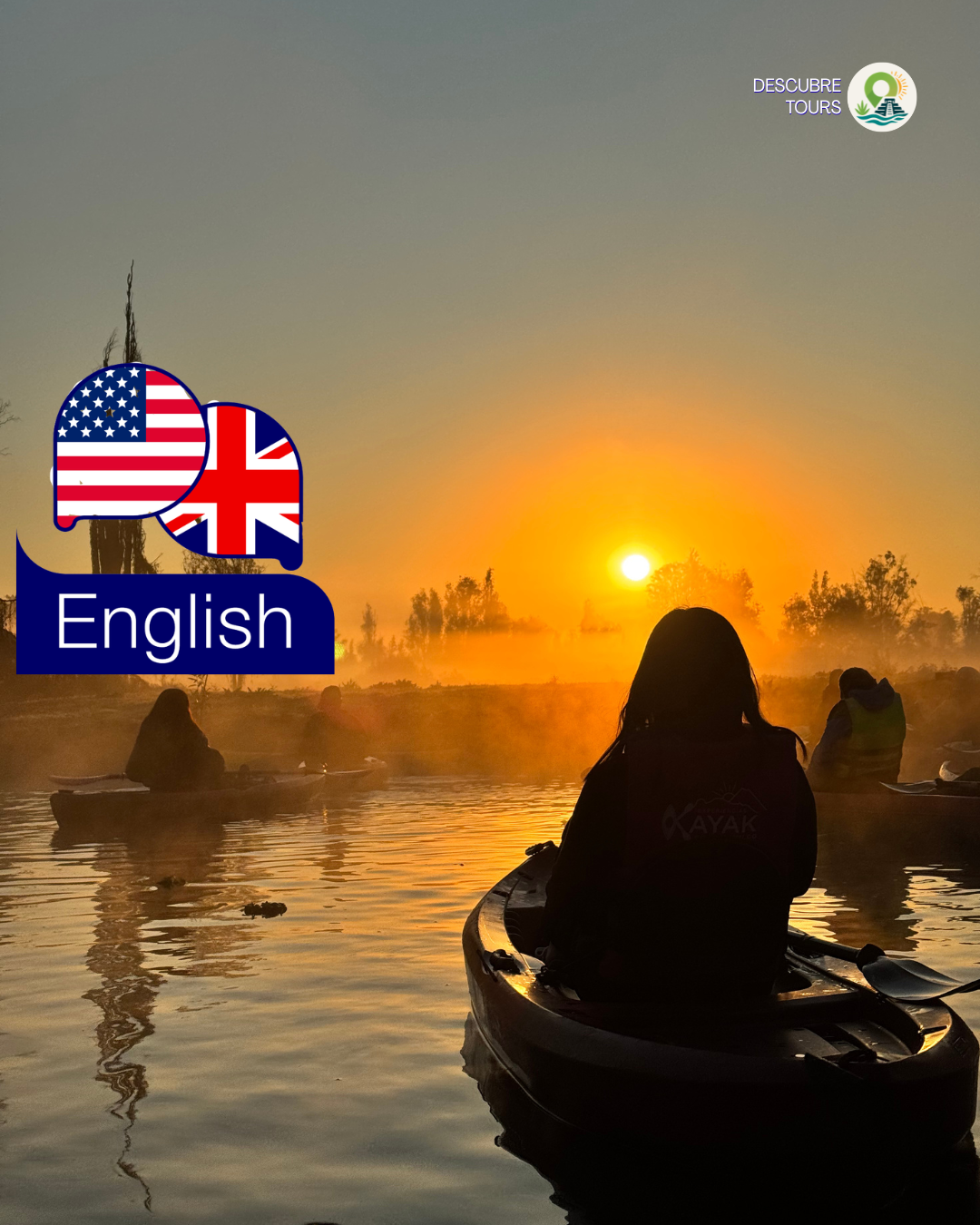 Kayak al amanecer en los canales de Xochimilco, tour con guía en inglés